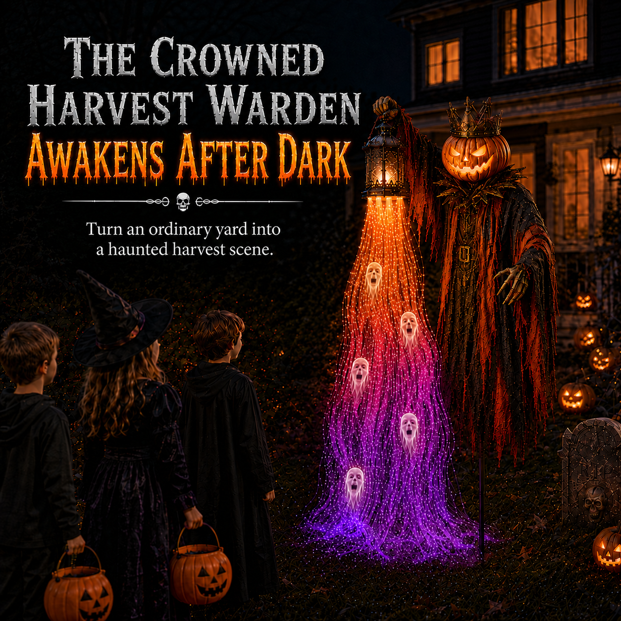 🎃 Today Only: 50% OFF – The Crowned Harvest Warden Glowing Spirit Solar Garden Light
