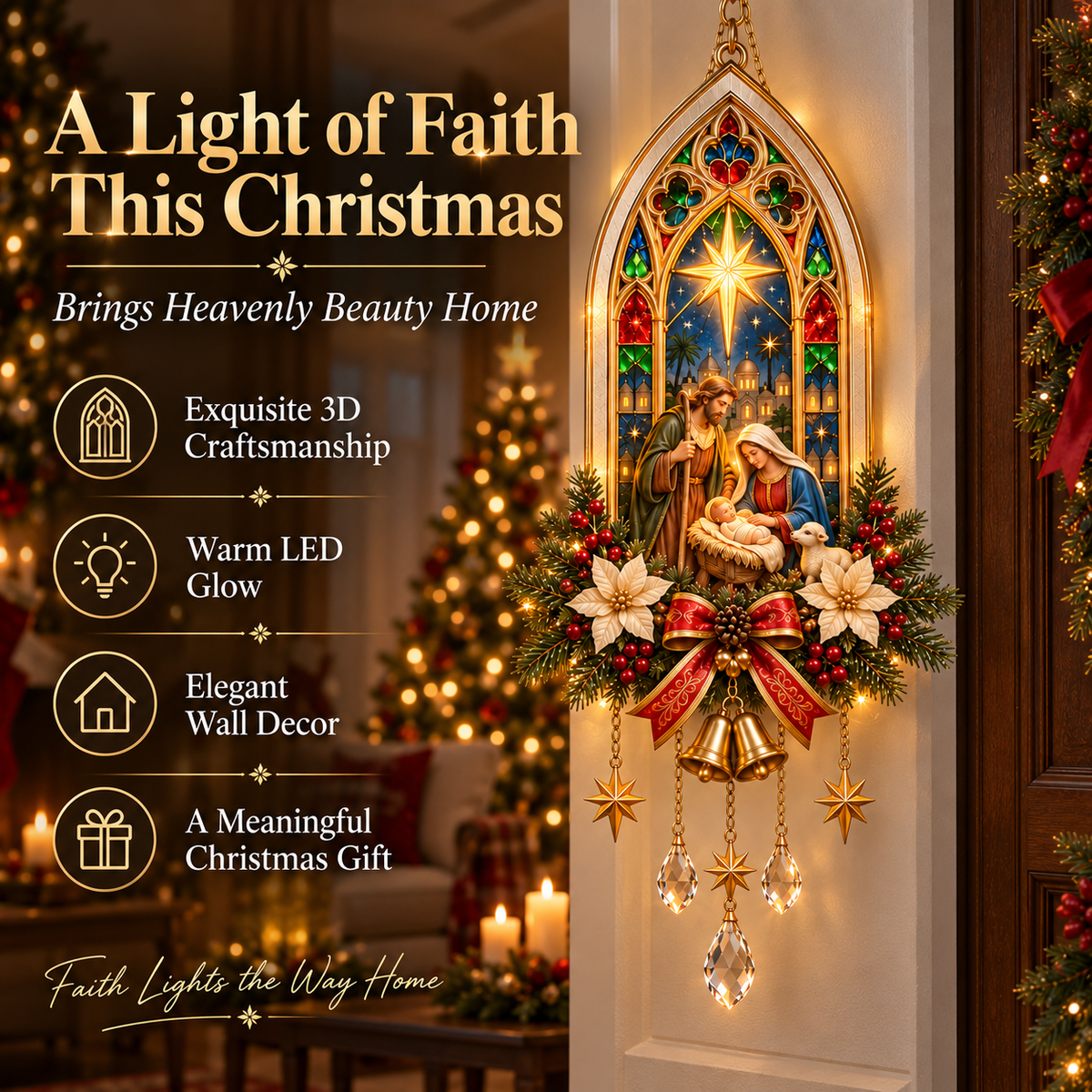 🎄 Christmas Sale – 50% OFF ✨ Bethlehem Star of Faith™ Lighted Nativity Wall Decor – Bring His Light Home
