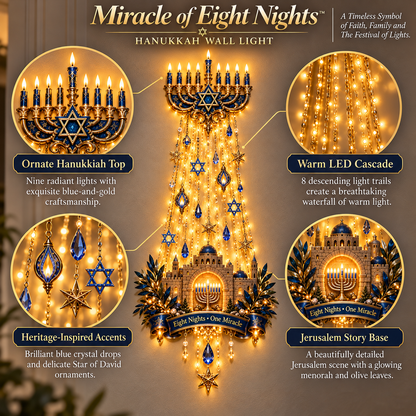 🕎✨ Hanukkah Miracle of Eight Nights™ Wall Light – A Glowing Celebration of Faith, Family & Tradition