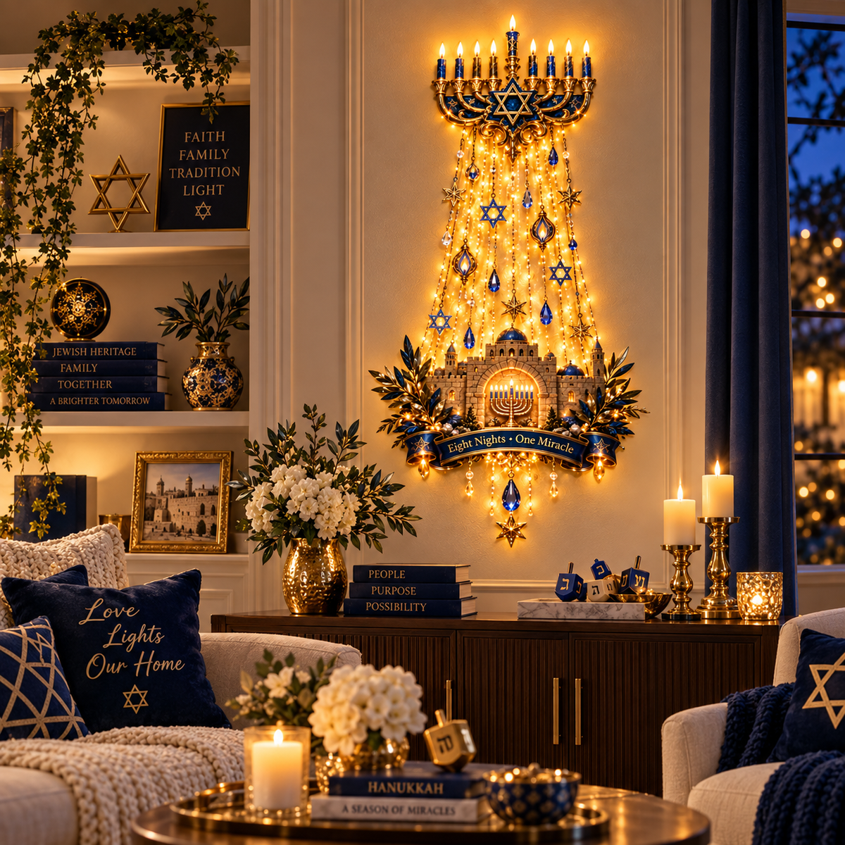 🕎✨ Hanukkah Miracle of Eight Nights™ Wall Light – A Glowing Celebration of Faith, Family & Tradition