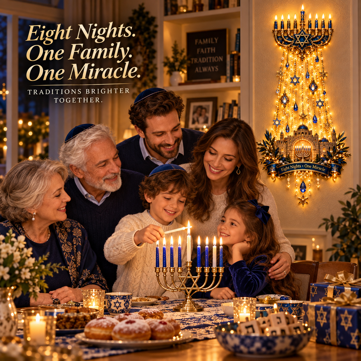🕎✨ Hanukkah Miracle of Eight Nights™ Wall Light – A Glowing Celebration of Faith, Family & Tradition