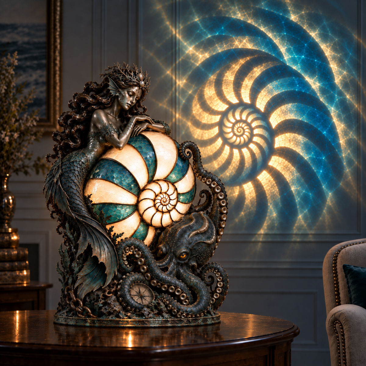 ✨ Enchanted Nautilus Lamp Collection™ — Sculpted Beauty & Mesmerizing Spiral Light
