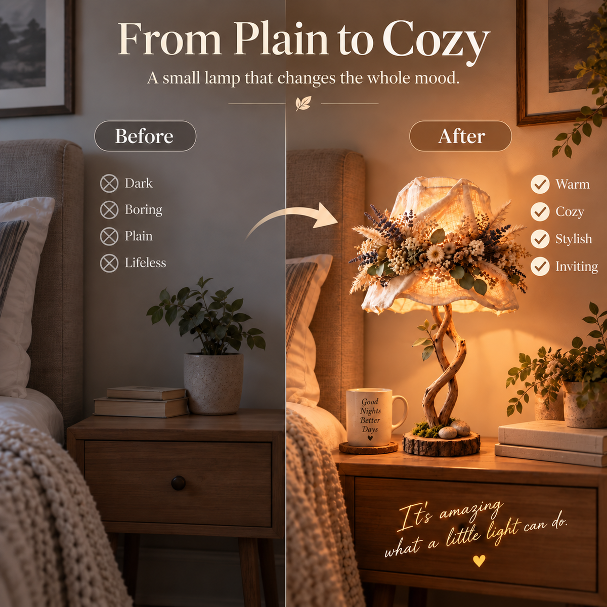 🎄 Christmas Hot Sale-49% OFF🌿 Botanical Woodland Table Lamp✨ Warm Glow & Nature-Inspired Decor