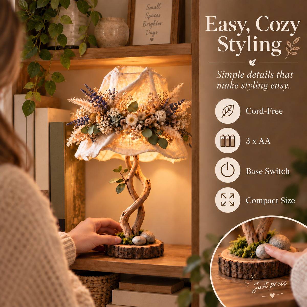 🎄 Christmas Hot Sale-49% OFF🌿 Botanical Woodland Table Lamp✨ Warm Glow & Nature-Inspired Decor
