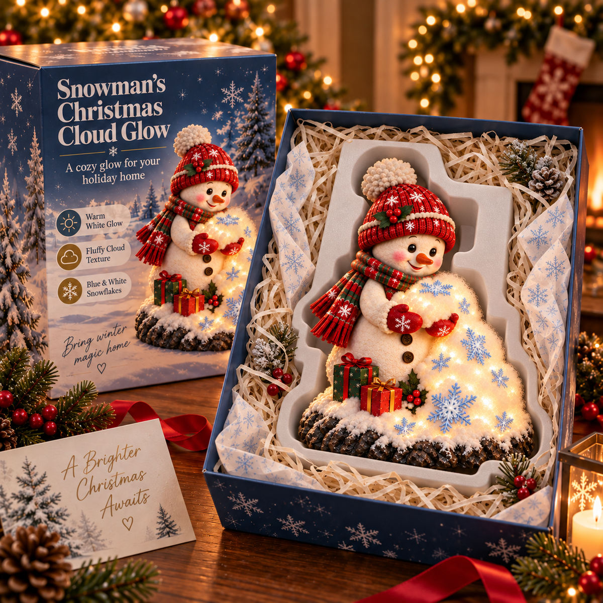 🎄 Christmas Hot Sale ☃️ Snowman Cloud Tabletop Light – Bring a Little Christmas Magic Home