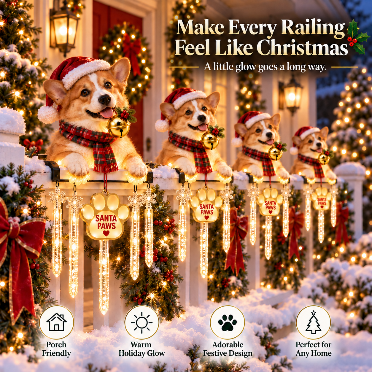 Lighted Christmas animal railing decorations