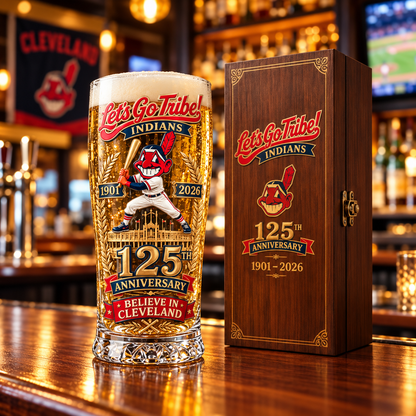 ⚾ Cleveland Baseball 125th Anniversary Commemorative Pint Glass – Collector Gift Box Edition