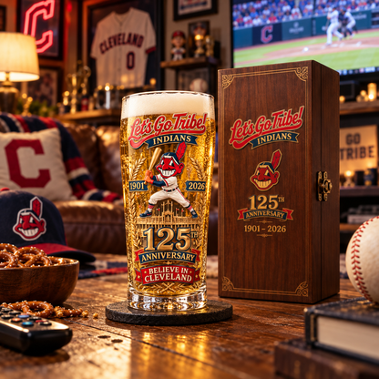 ⚾ Cleveland Baseball 125th Anniversary Commemorative Pint Glass – Collector Gift Box Edition