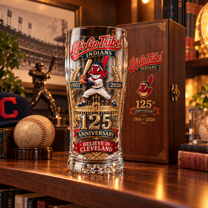 ⚾ Cleveland Baseball 125th Anniversary Commemorative Pint Glass – Collector Gift Box Edition
