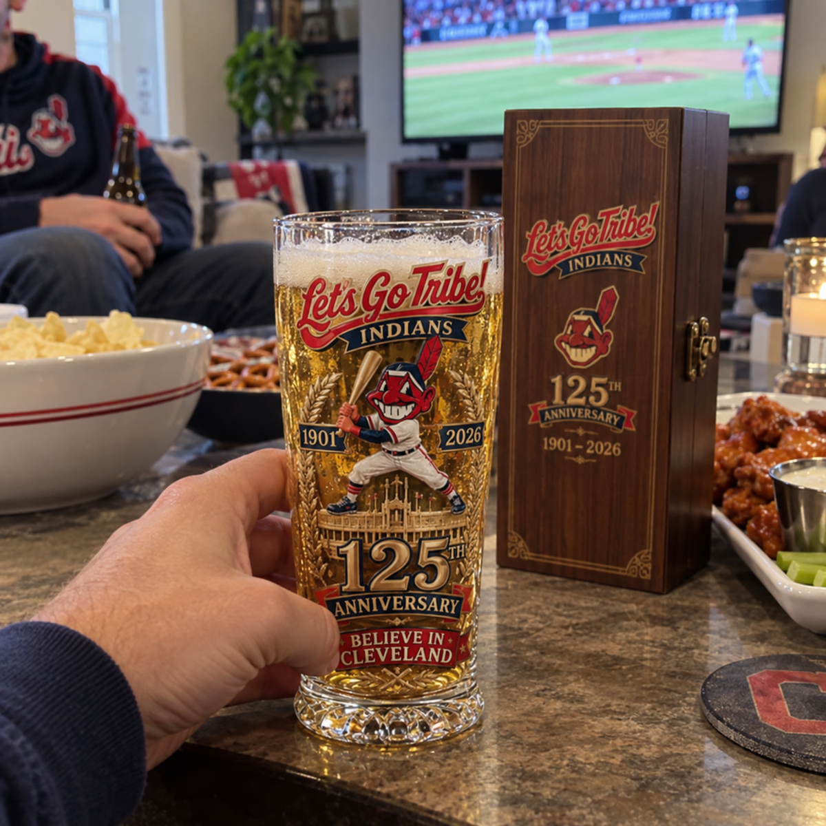 ⚾ Cleveland Baseball 125th Anniversary Commemorative Pint Glass – Collector Gift Box Edition