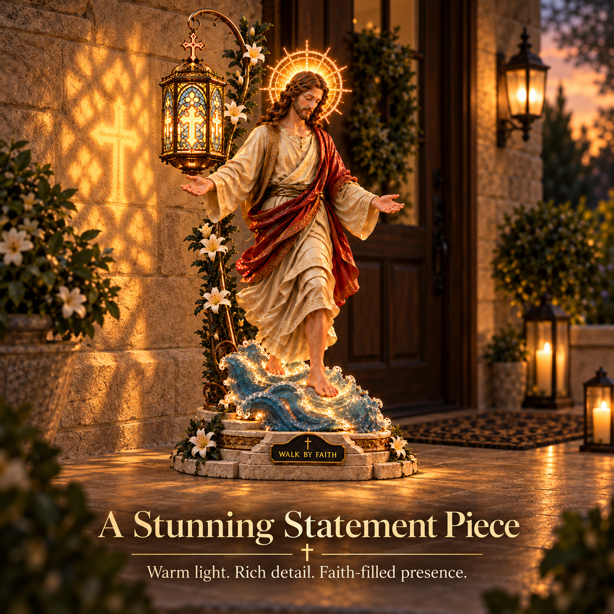 ✨ Walk by Faith™ – Jesus Walking on Water Reflection Light