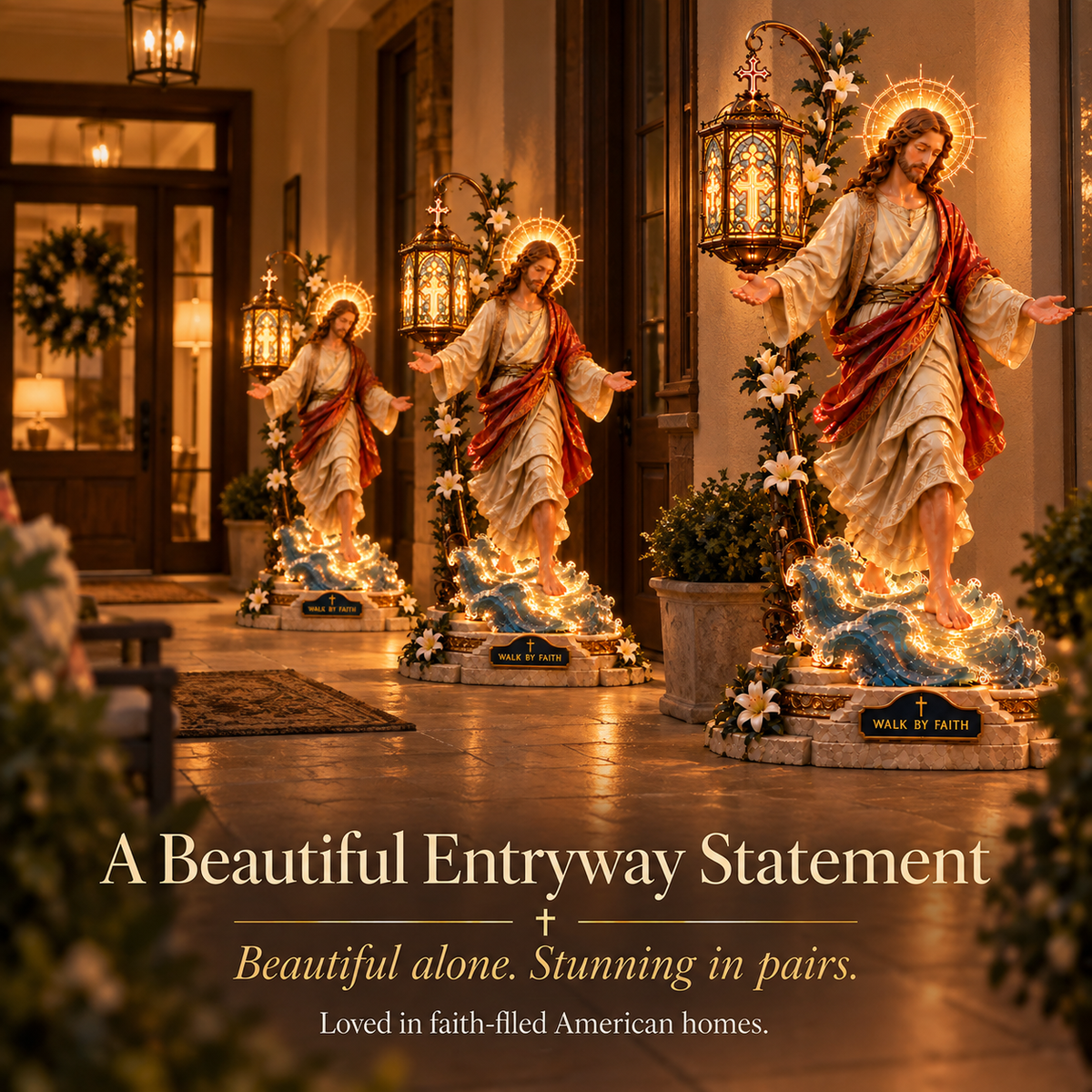✨ Walk by Faith™ – Jesus Walking on Water Reflection Light