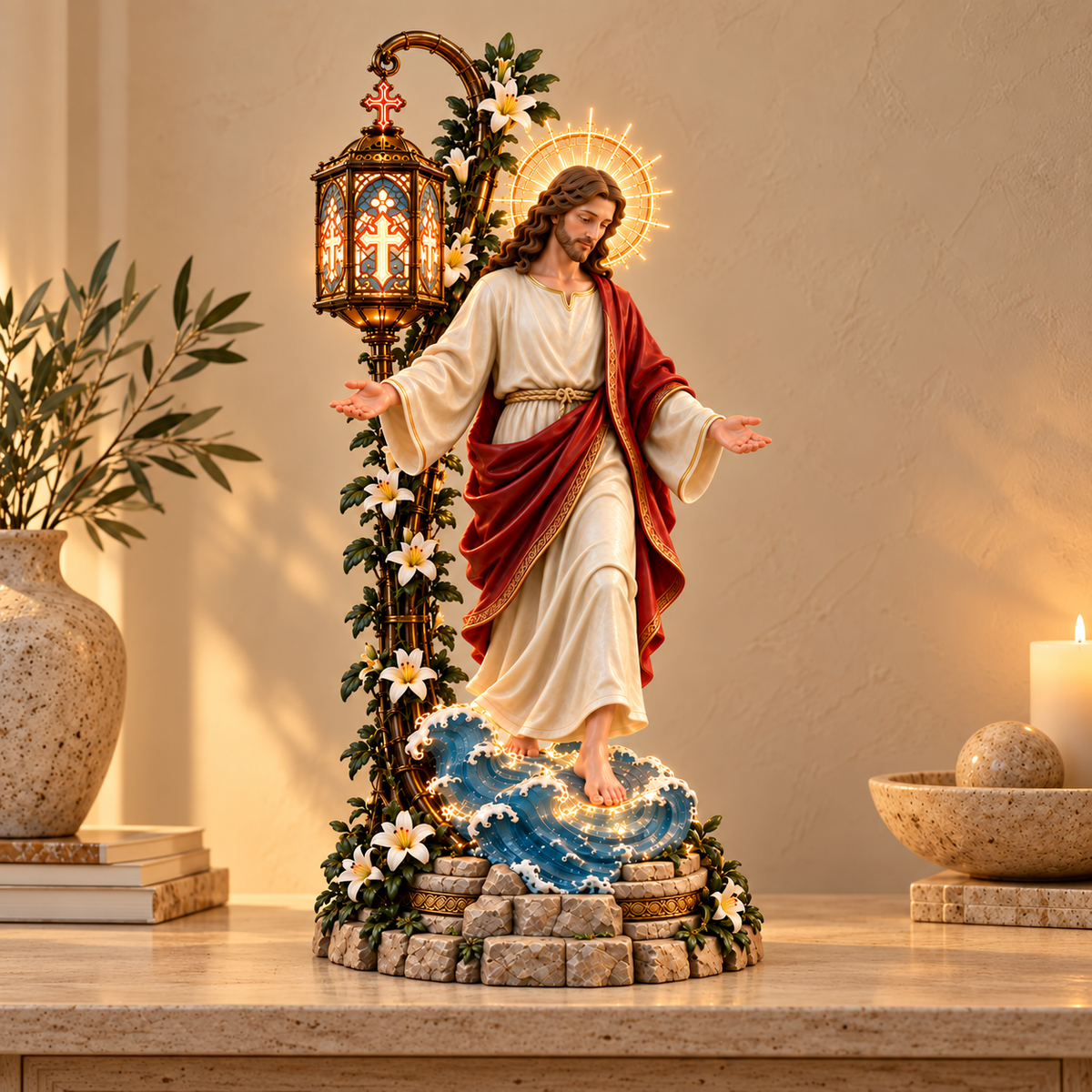 ✨Walk by Faith™ Illuminated Jesus Walking on Water Sculpture