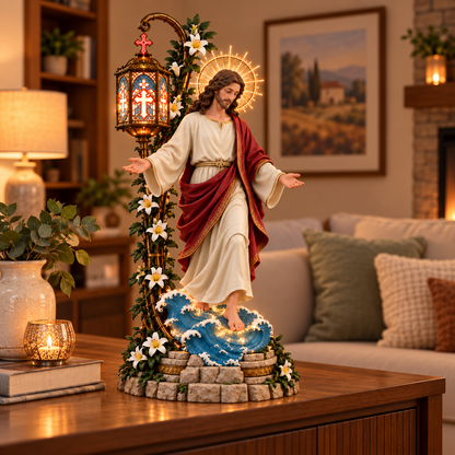 ✨Walk by Faith™ Illuminated Jesus Walking on Water Sculpture