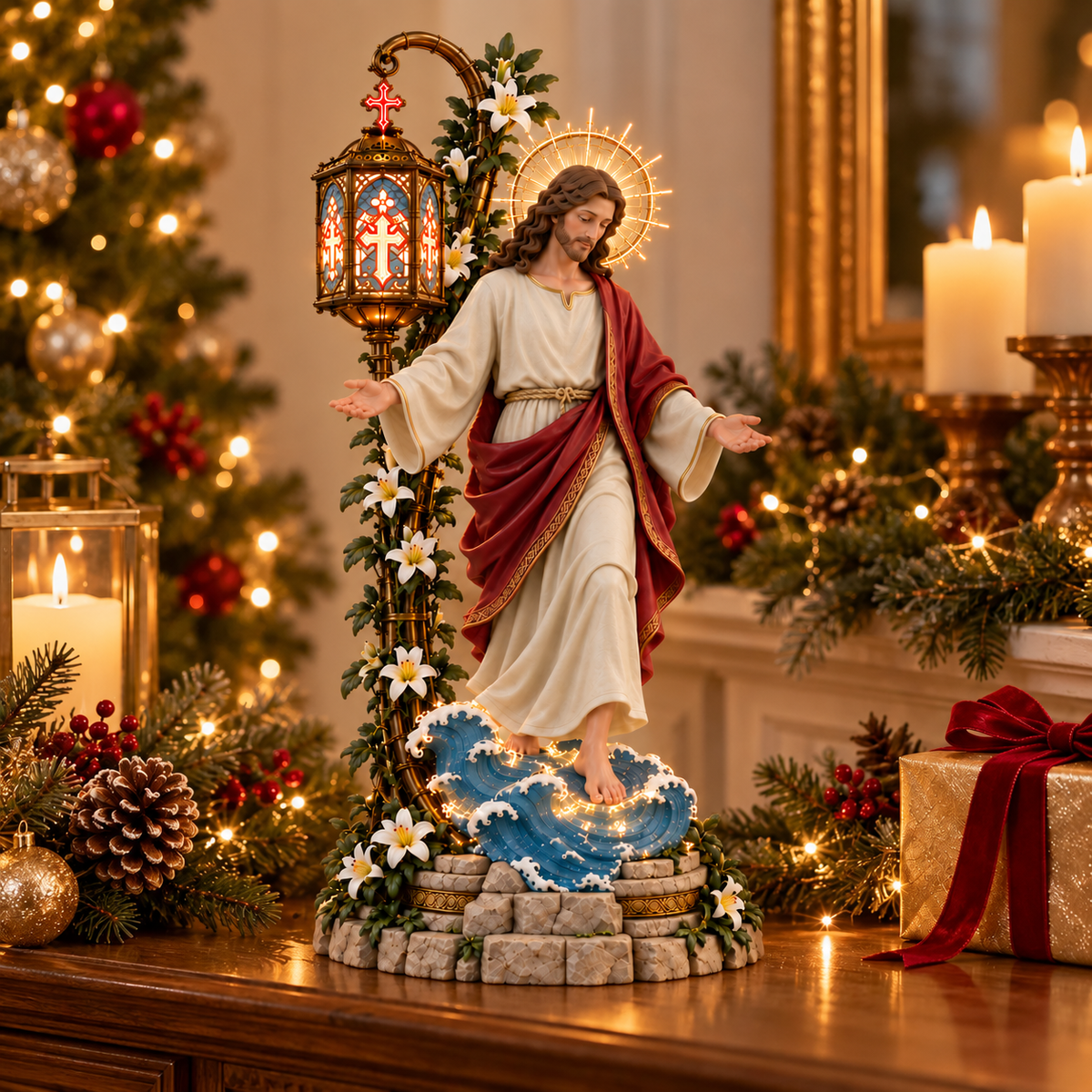 ✨Walk by Faith™ Illuminated Jesus Walking on Water Sculpture