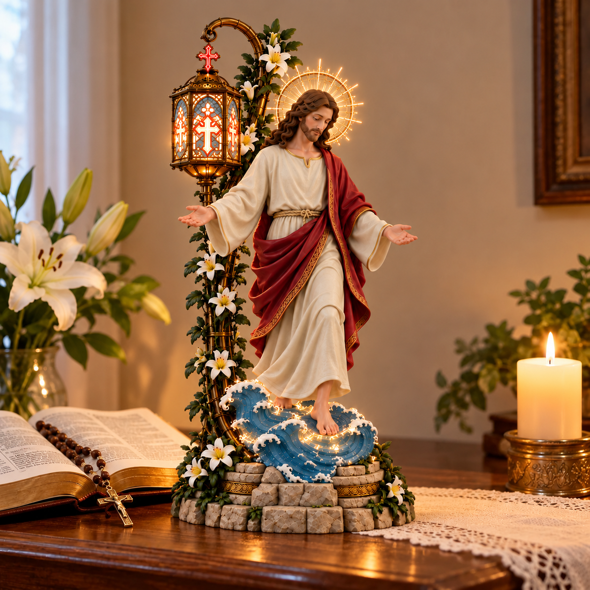 ✨Walk by Faith™ Illuminated Jesus Walking on Water Sculpture
