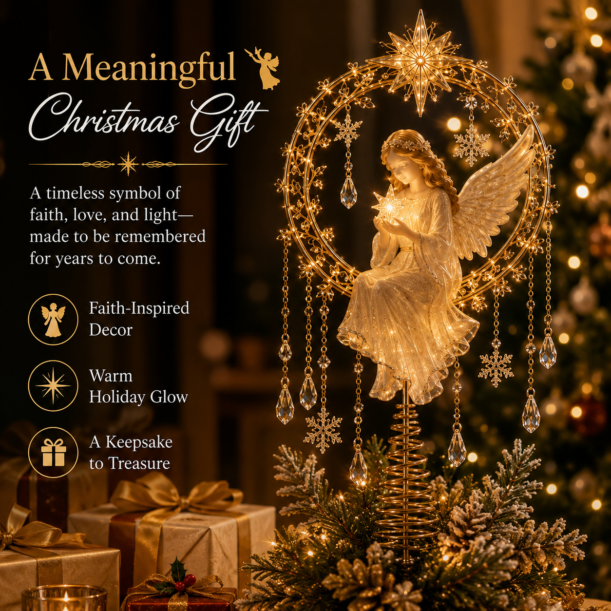 🔥Last Day 49% OFF✨ Angel’s Christmas Moon™ Lighted Angel Tree Topper