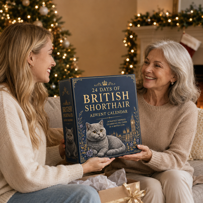 🎄✨3D Sculpted British Shorthair Blind Box – 24-Day Festive Countdown, Collectible Miniatures – Gift for Cat Lovers