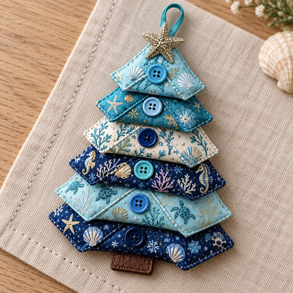 DIY Layered Fabric Tree Ornament Sewing Kit – Christmas, Halloween & Coastal Styles