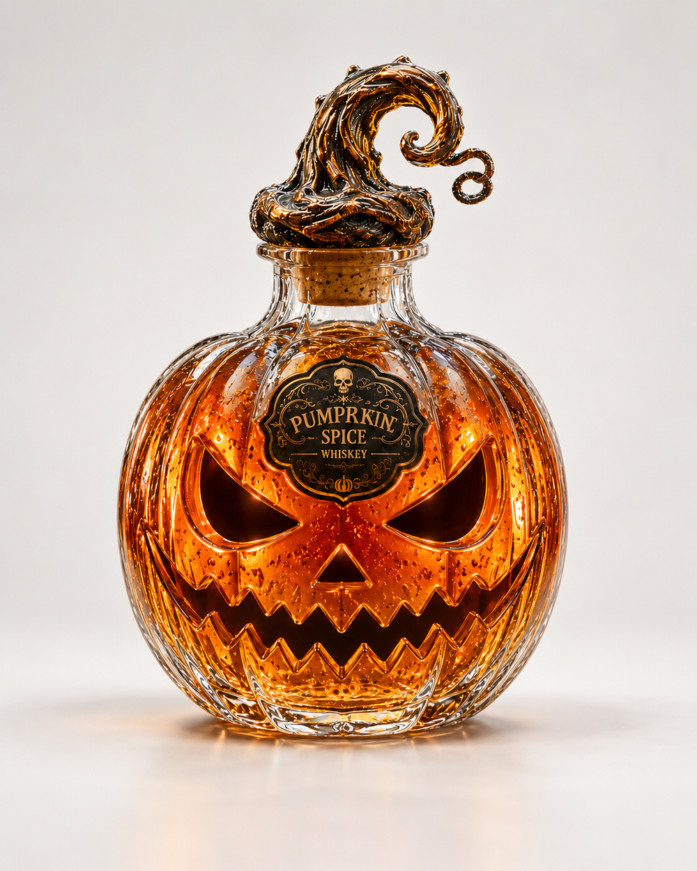 Jack-O-Lantern glass whiskey decanter