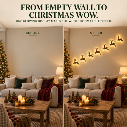 🎄Christmas HOT SALE 49% OFF🦌 7-Piece LED Reindeer Wall Décor – Cordless Remote-Controlled Christmas Glow