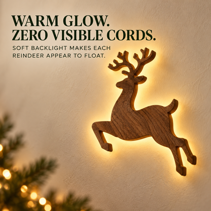 🎄Christmas HOT SALE 49% OFF🦌 7-Piece LED Reindeer Wall Décor – Cordless Remote-Controlled Christmas Glow