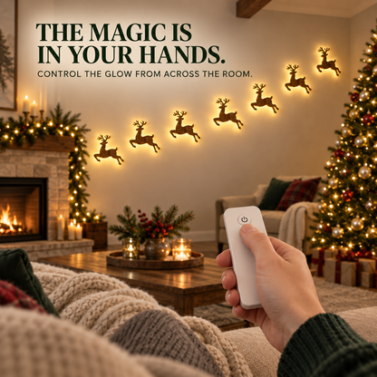🎄Christmas HOT SALE 49% OFF🦌 7-Piece LED Reindeer Wall Décor – Cordless Remote-Controlled Christmas Glow