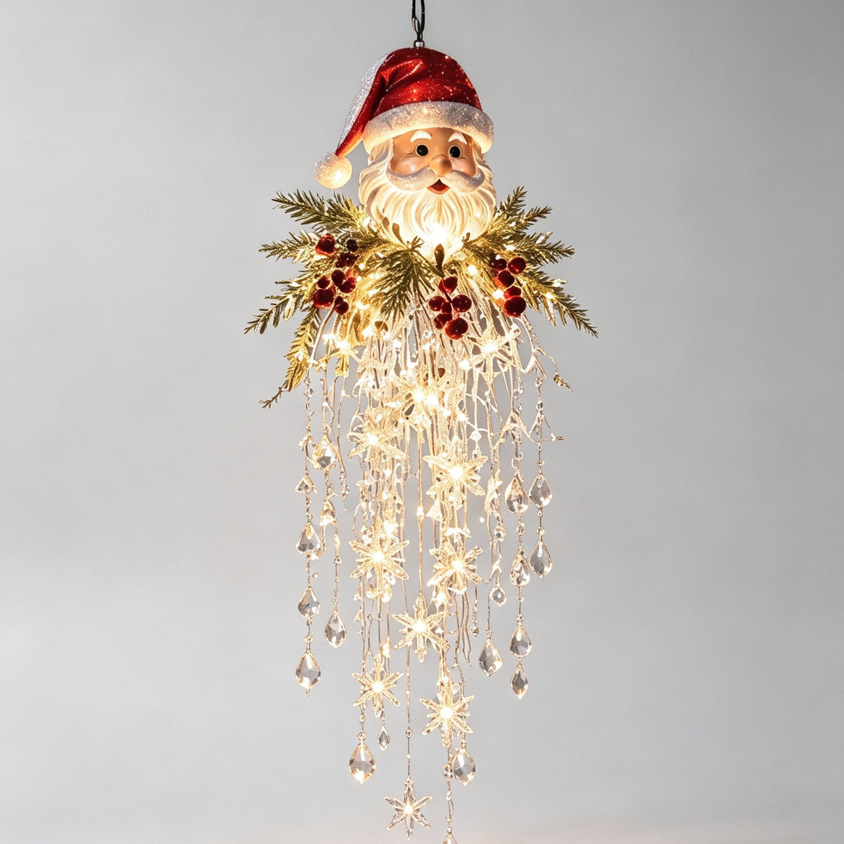 Crystal Cascade Christmas Hanging Light – Snowflake & Crystal LED Porch Décor