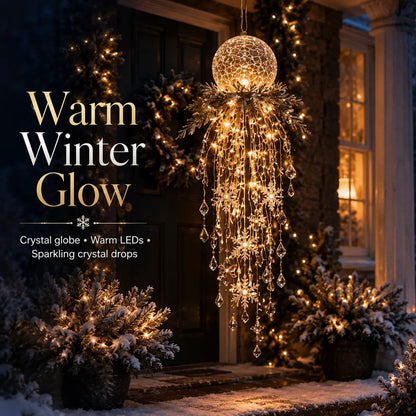 Crystal Cascade Christmas Hanging Light – Snowflake & Crystal LED Porch Décor