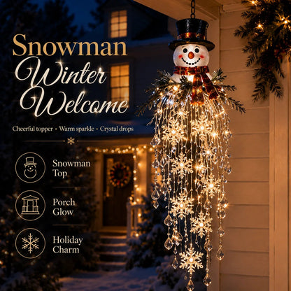 Crystal Cascade Christmas Hanging Light – Snowflake & Crystal LED Porch Décor