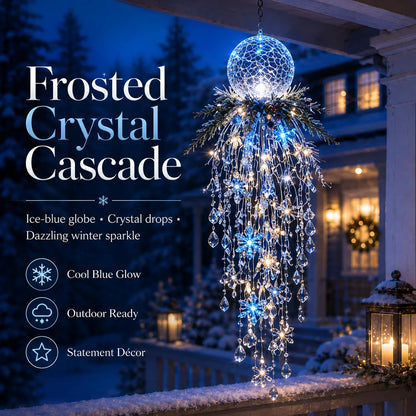 Crystal Cascade Christmas Hanging Light – Snowflake & Crystal LED Porch Décor