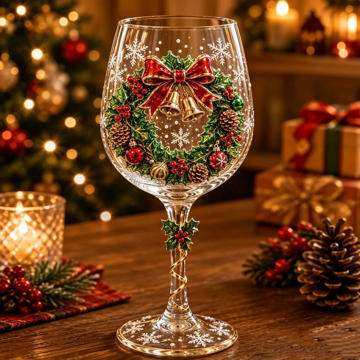 Handcrafted 3D Christmas Wine Glass Collection