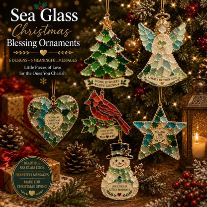 🔥Last day with huge discounts!🎄 Sea Glass Christmas Blessing Ornaments