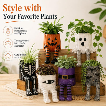 Halloween Hanging Legs Planter Planter,Whimsical Character Succulent Pot