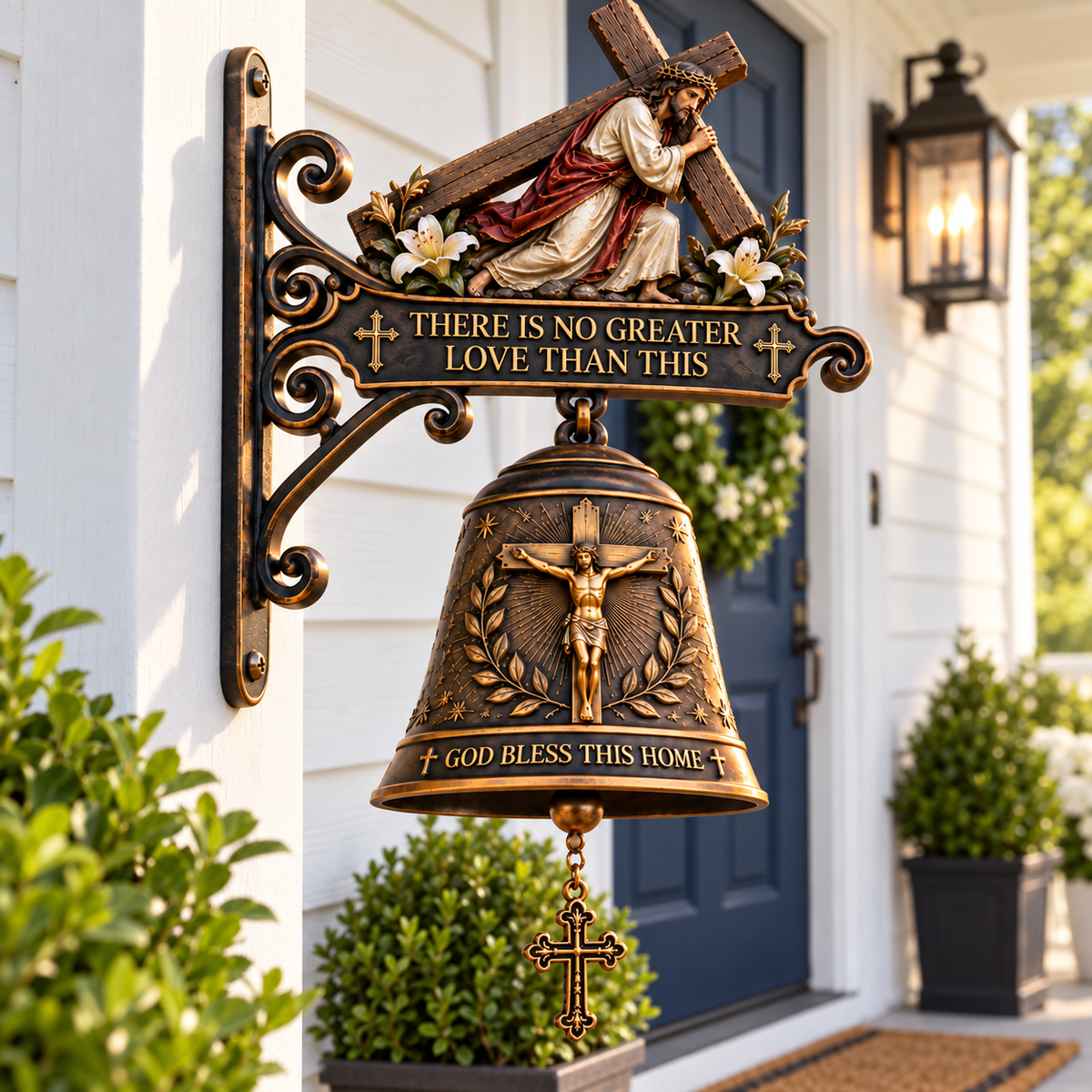 ✝️Jesus Cross Christian Hanging Bell – A Sacred Welcome of Faith & Love