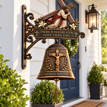 ✝️Jesus Cross Christian Hanging Bell – A Sacred Welcome of Faith & Love