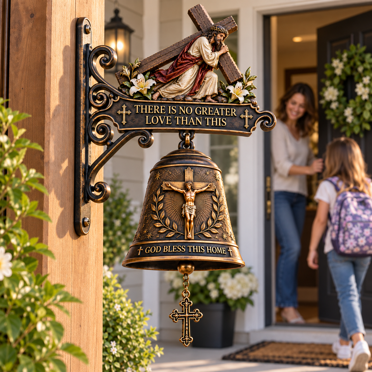 ✝️Jesus Cross Christian Hanging Bell – A Sacred Welcome of Faith & Love