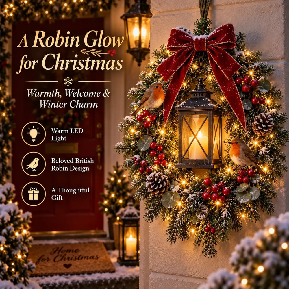 🎄✨ Make Your Christmas Glow! 🐦 A Robin Glow™ Wreath – Save 49%