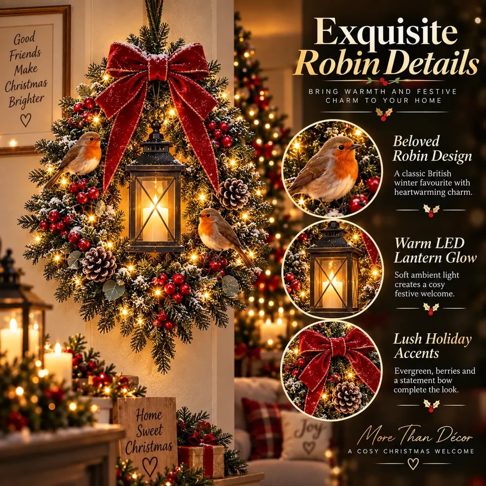🎄✨ Make Your Christmas Glow! 🐦 A Robin Glow™ Wreath – Save 49%