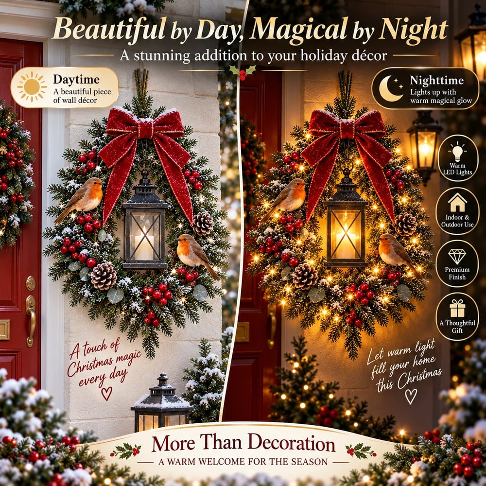 🎄✨ Make Your Christmas Glow! 🐦 A Robin Glow™ Wreath – Save 49%