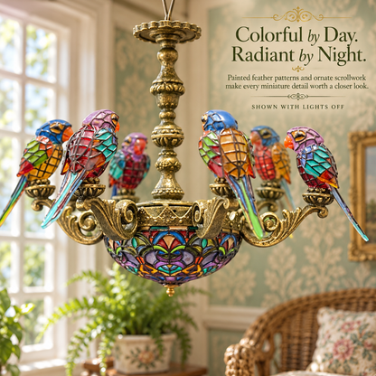 🦜✨ Prism Perch – Lighted Parrot Chandelier for 1:12 Dollhouses