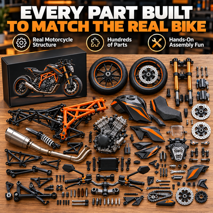 🔥LAST DAY 50%🏍️ Motorcycle Model Kit – 1:6 Scale DIY Assembly & Fuel-Powered Engine