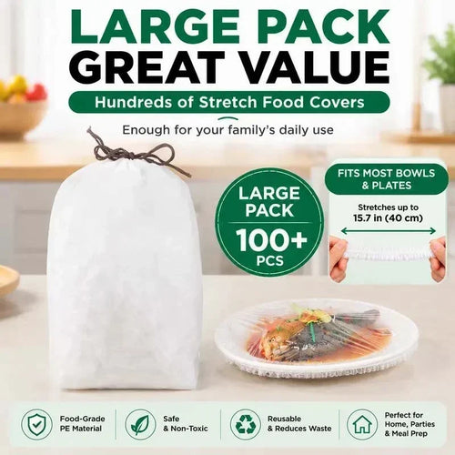 🔥 LAST DAY: Buy 1 Get 1 FREE | 100PCS Disposable Stretch Food Covers for Bowls & Plates