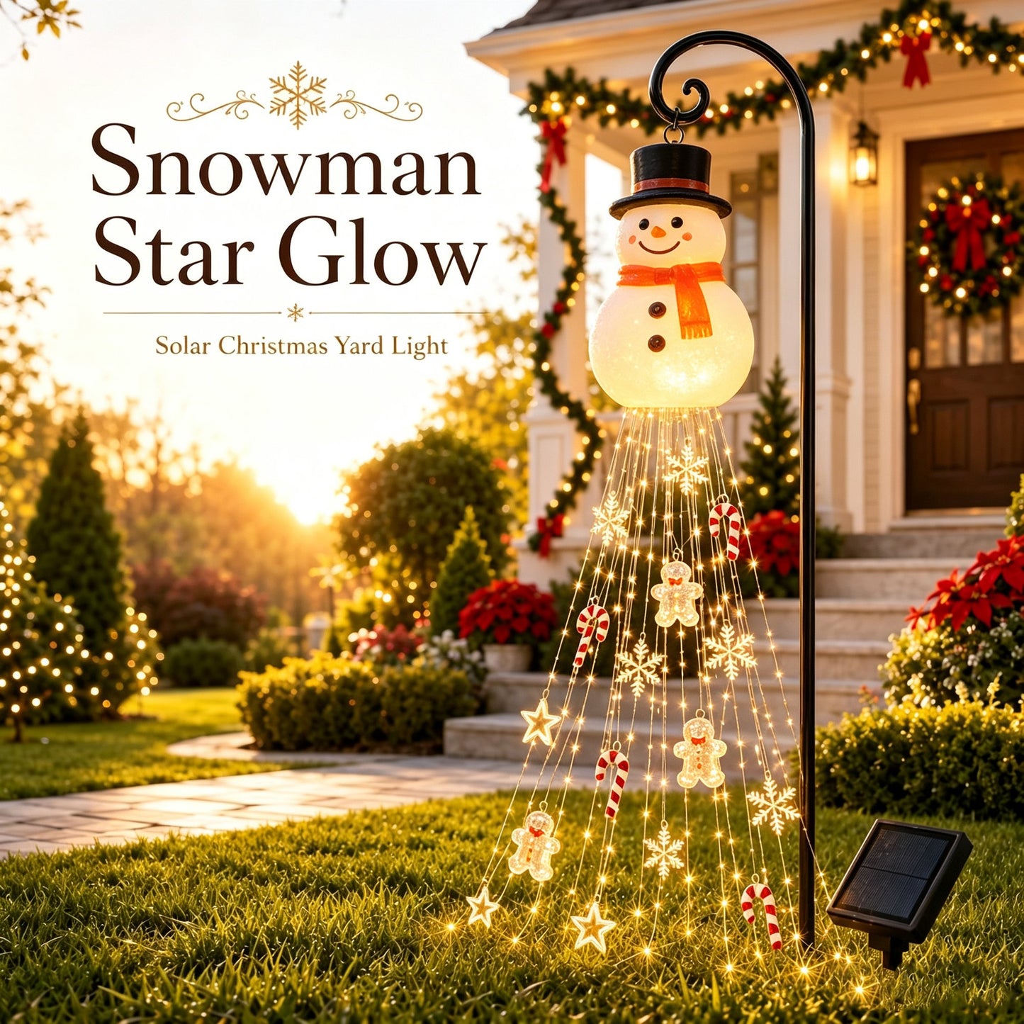🎄 Gingerbread Starfall Solar Christmas Yard Light – A Magical Holiday Glow for Your Lawn
