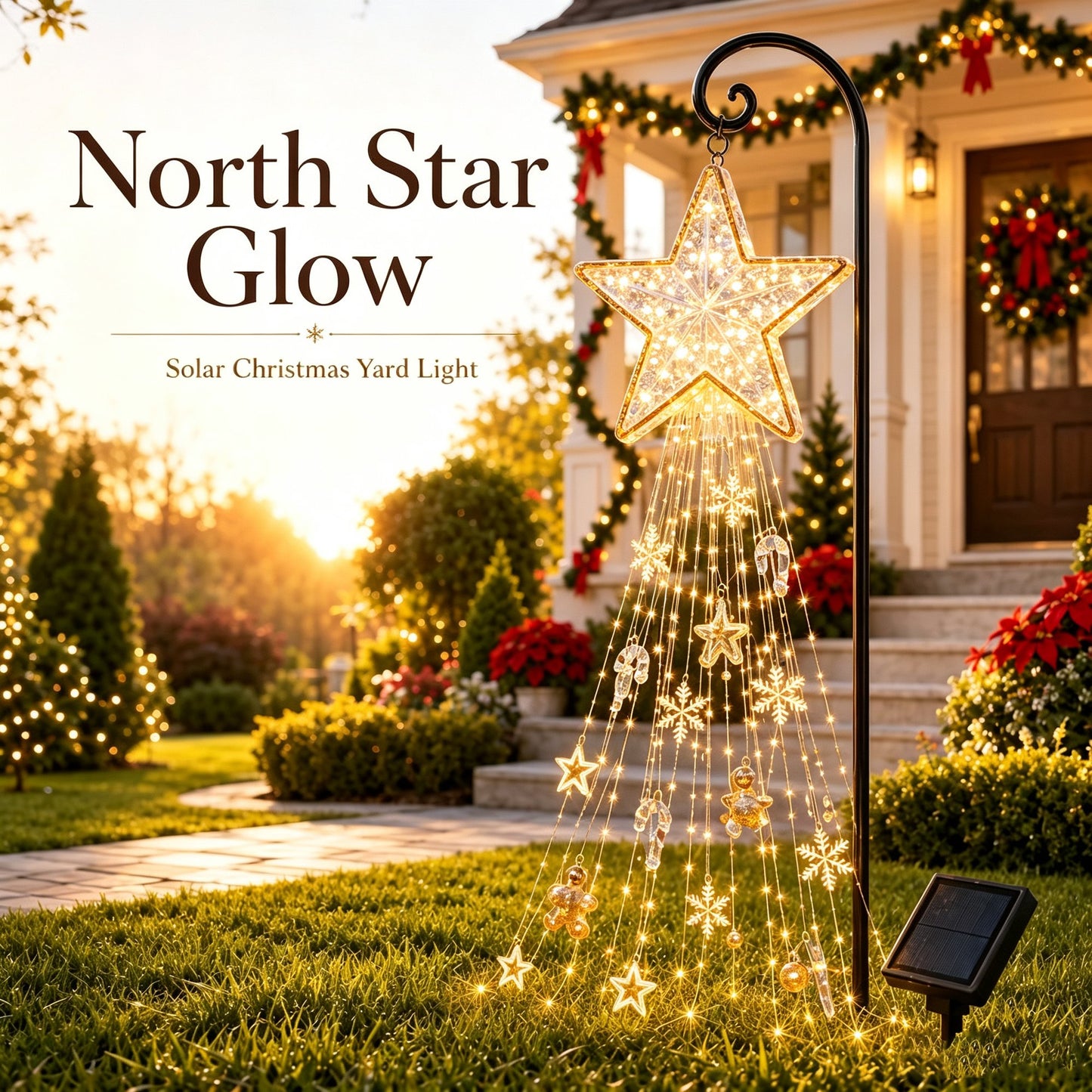🎄 Gingerbread Starfall Solar Christmas Yard Light – A Magical Holiday Glow for Your Lawn
