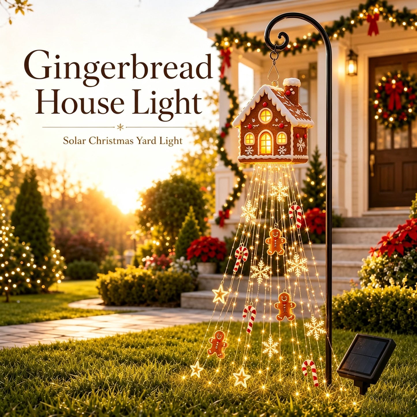 🎄 Gingerbread Starfall Solar Christmas Yard Light – A Magical Holiday Glow for Your Lawn