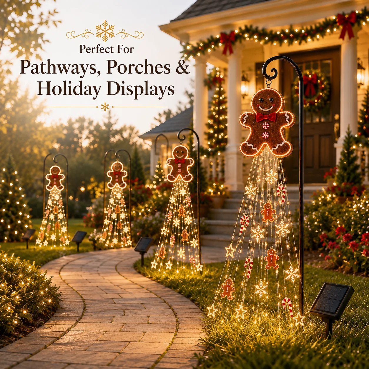 🎄 Gingerbread Starfall Solar Christmas Yard Light – A Magical Holiday Glow for Your Lawn