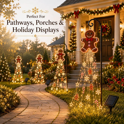 🎄 Gingerbread Starfall Solar Christmas Yard Light – A Magical Holiday Glow for Your Lawn