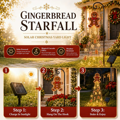 🎄 Gingerbread Starfall Solar Christmas Yard Light – A Magical Holiday Glow for Your Lawn