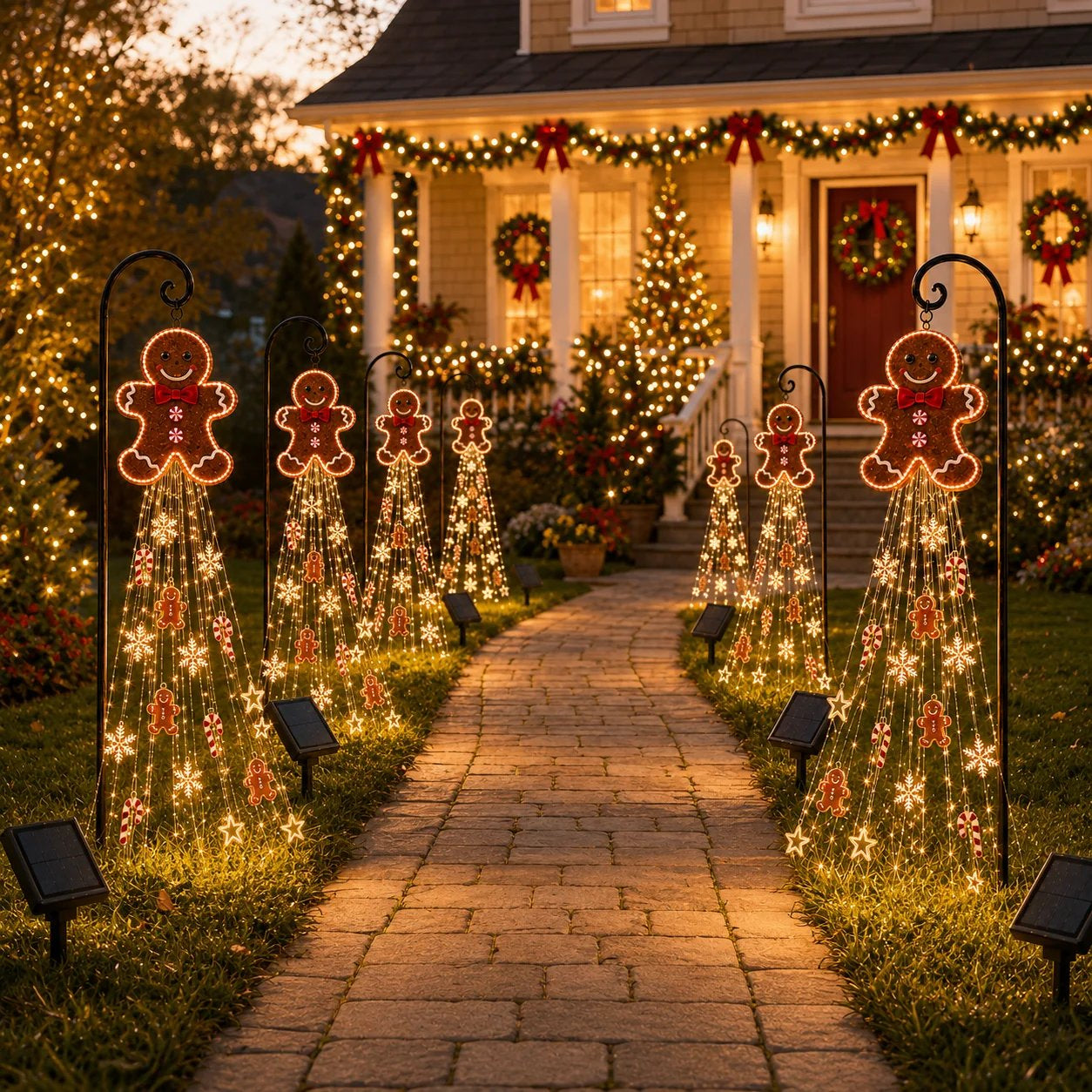 🎄 Gingerbread Starfall Solar Christmas Yard Light – A Magical Holiday Glow for Your Lawn